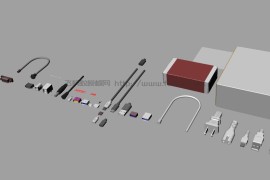 usb端口集合-3D模型素材下载 