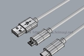 安卓-typeC数据线素材-3D模型下载
