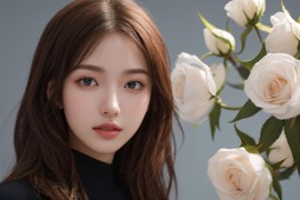 夜晚小镇灯光 女孩坐着背影 望着远处 4K动漫壁纸