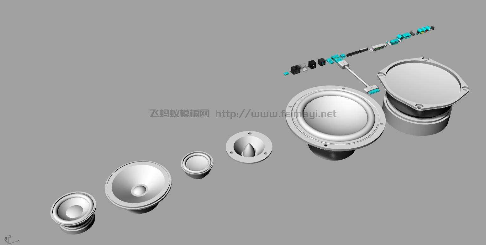 标准喇叭及接口3D模型,.png